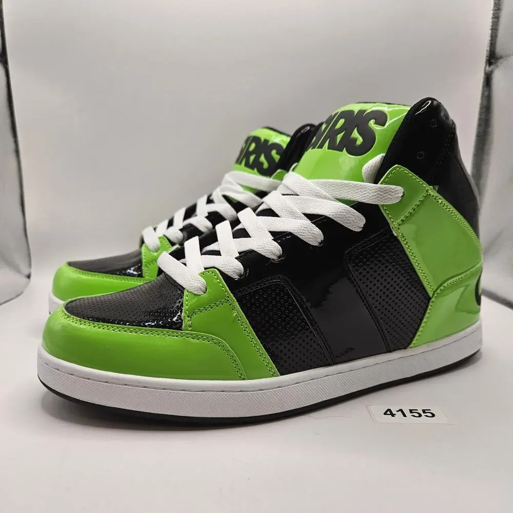 OSIRIS MEN 10.5 CONVOY MID HJ.BTS.26 SKATEBOARDING SHOES GREE BLACK PATENT NWOB